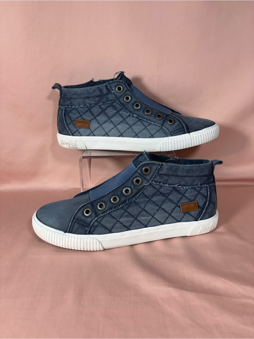 Blowfish Malibu Frazz Quilted Women's Denim Blue Mid Sneakers Size 10